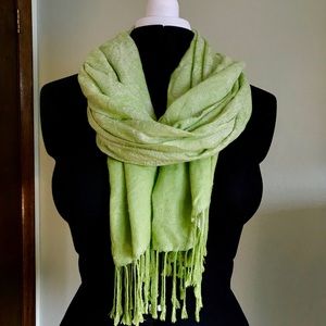 Lime Green Long Fringed Scarf